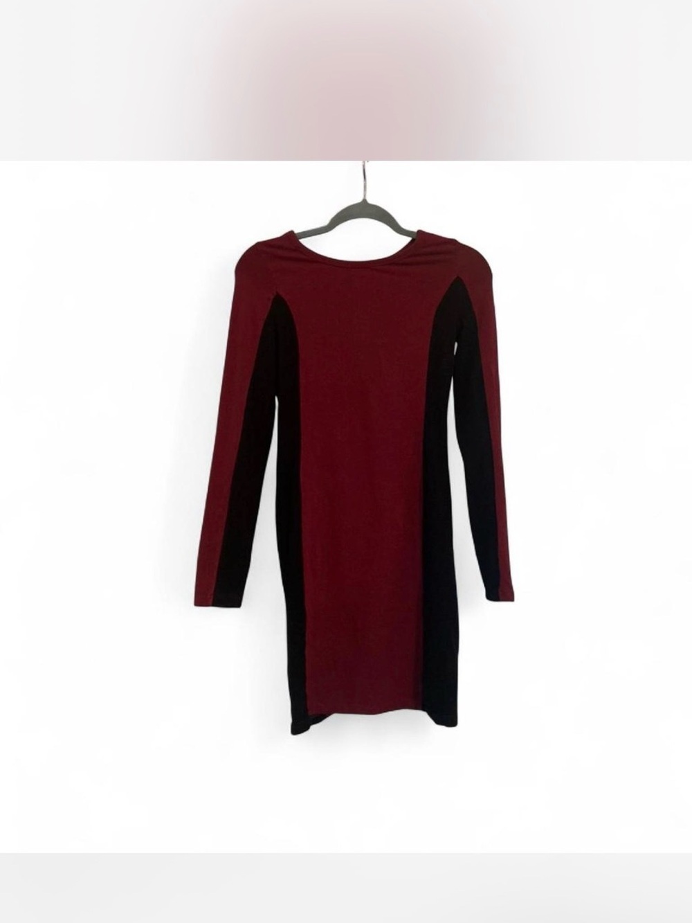 Threads 4 Thought Burgundy Black Colorblock Round Neck Zip Bodycon Dress XS